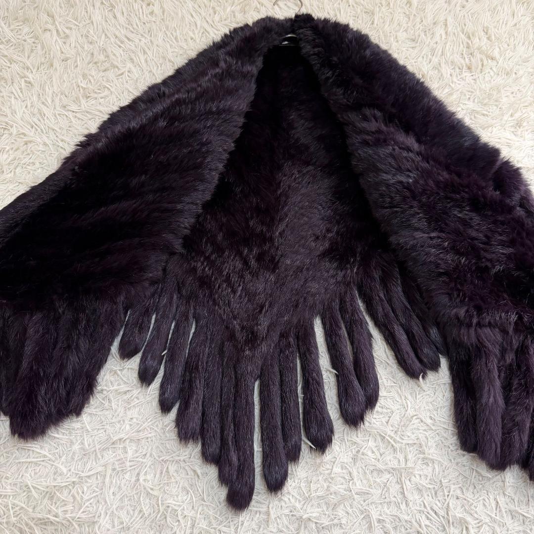 16407✨Y2K レアカラー イヴサロモン ラビットファー ポンチョ ストール