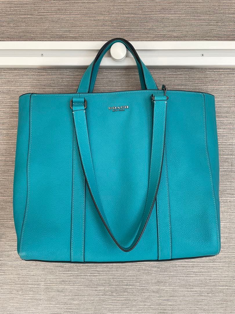 COACH コーチ ターコイズ レザートートバッグ