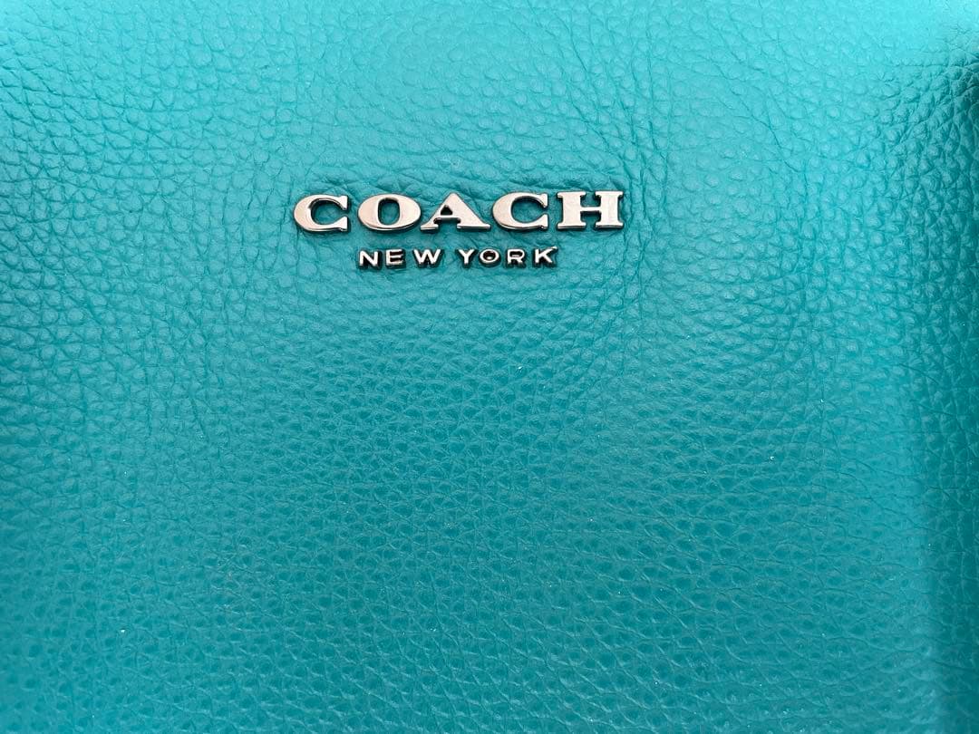 COACH コーチ ターコイズ レザートートバッグ
