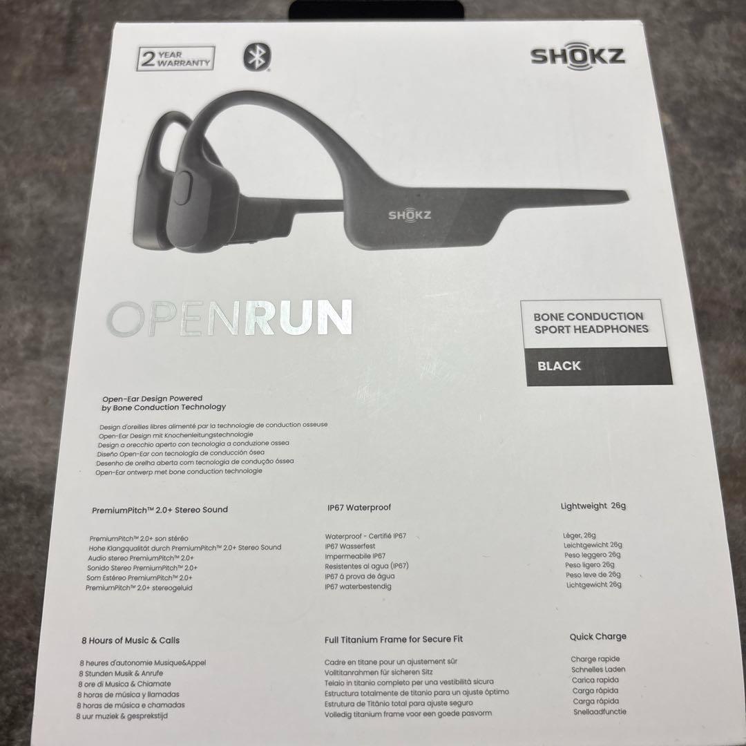 【美品】SHOKZ OPENRUN 骨伝導イヤホン ブラック