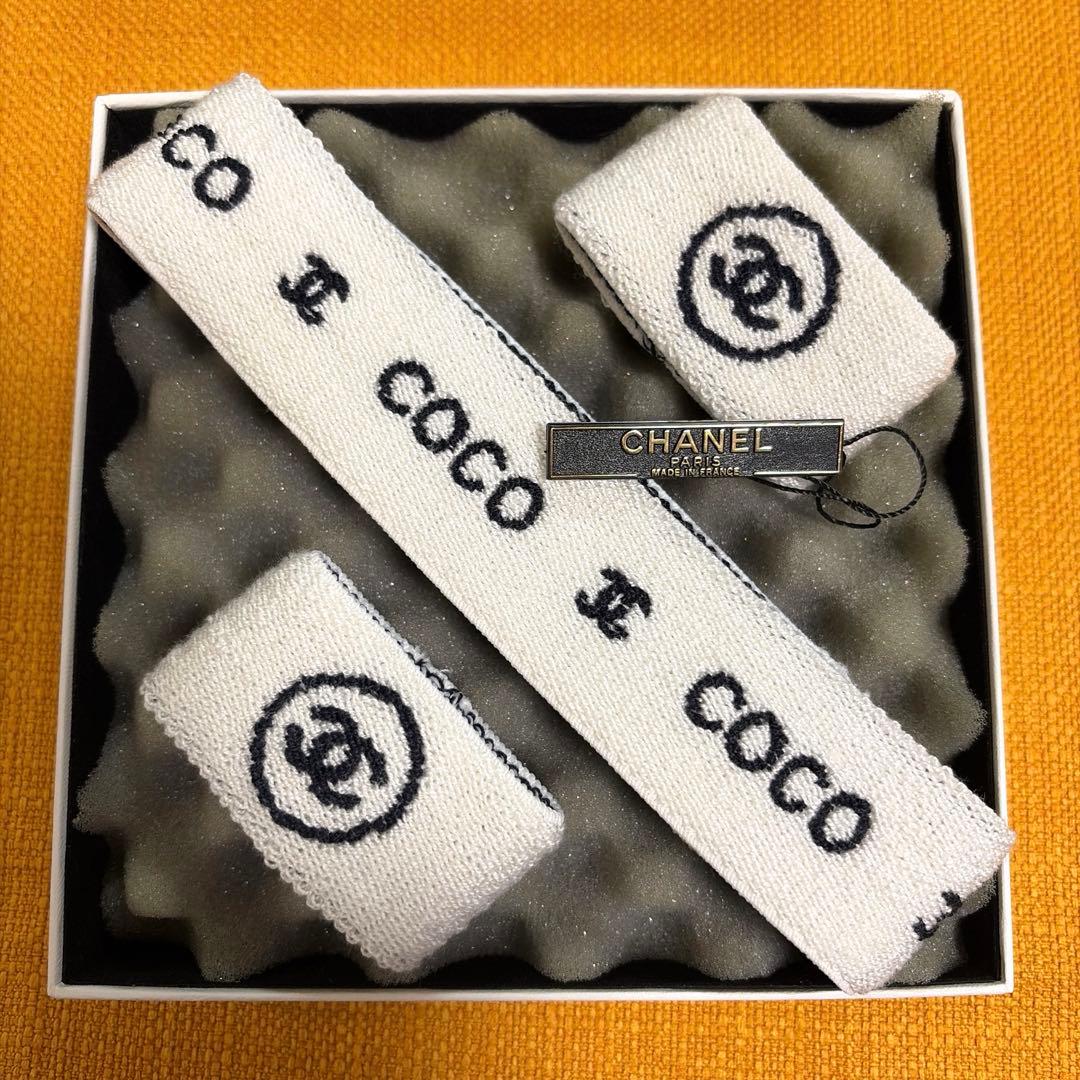 CHANEL Coco シャネル ロゴ ヘアバンド・リストバンドセット