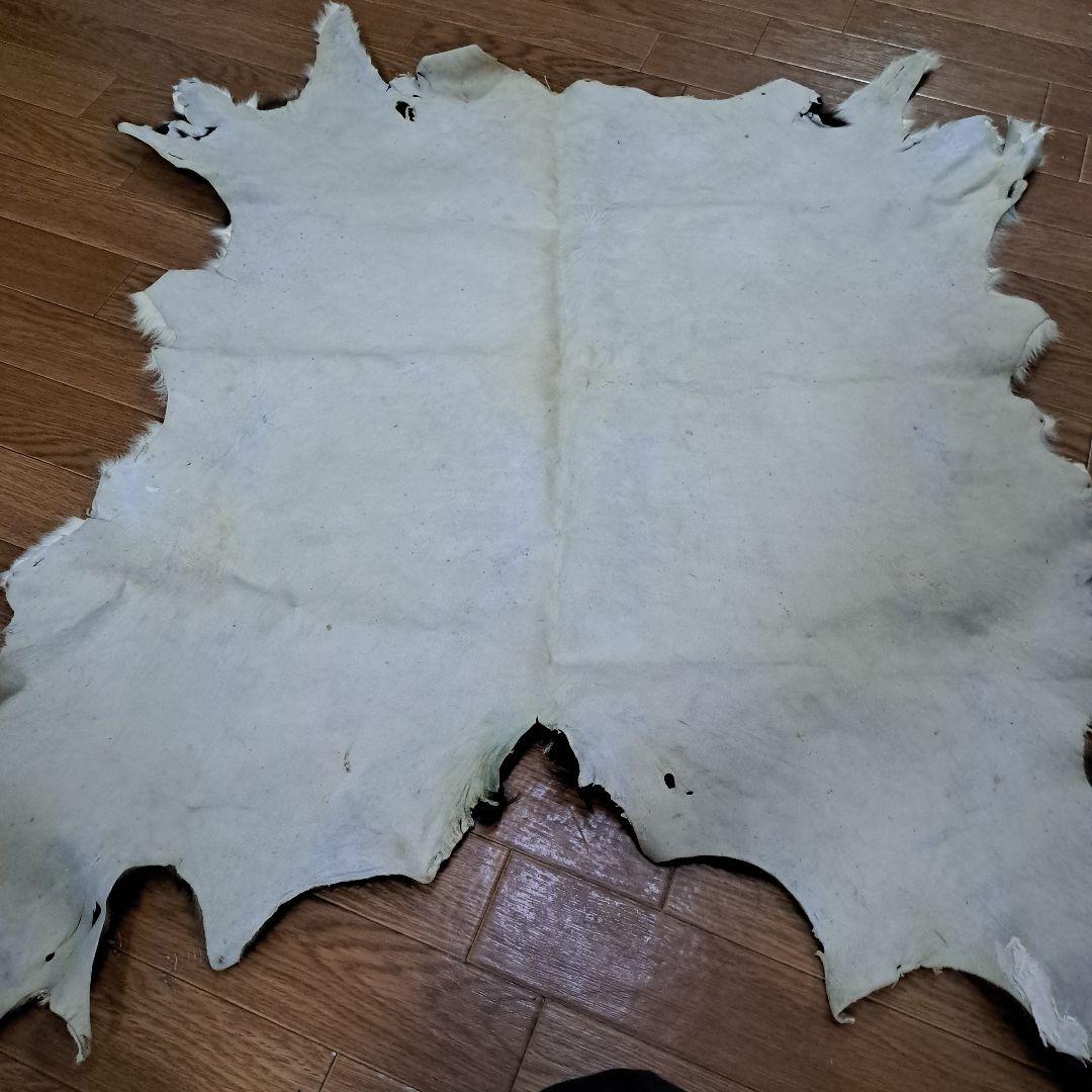 牛革ラグ カウラグ 本革 リアルファー