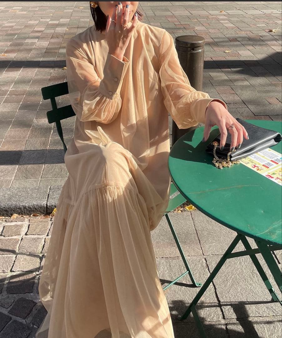 【オケージョン】CAPRICIEUX LE'MAGEチュールハイネックワンピース