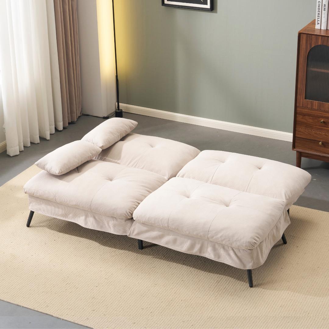 ソファベッド2人 リクライニングソファ 背もたれ6段階 幅182㎝ 2WAY