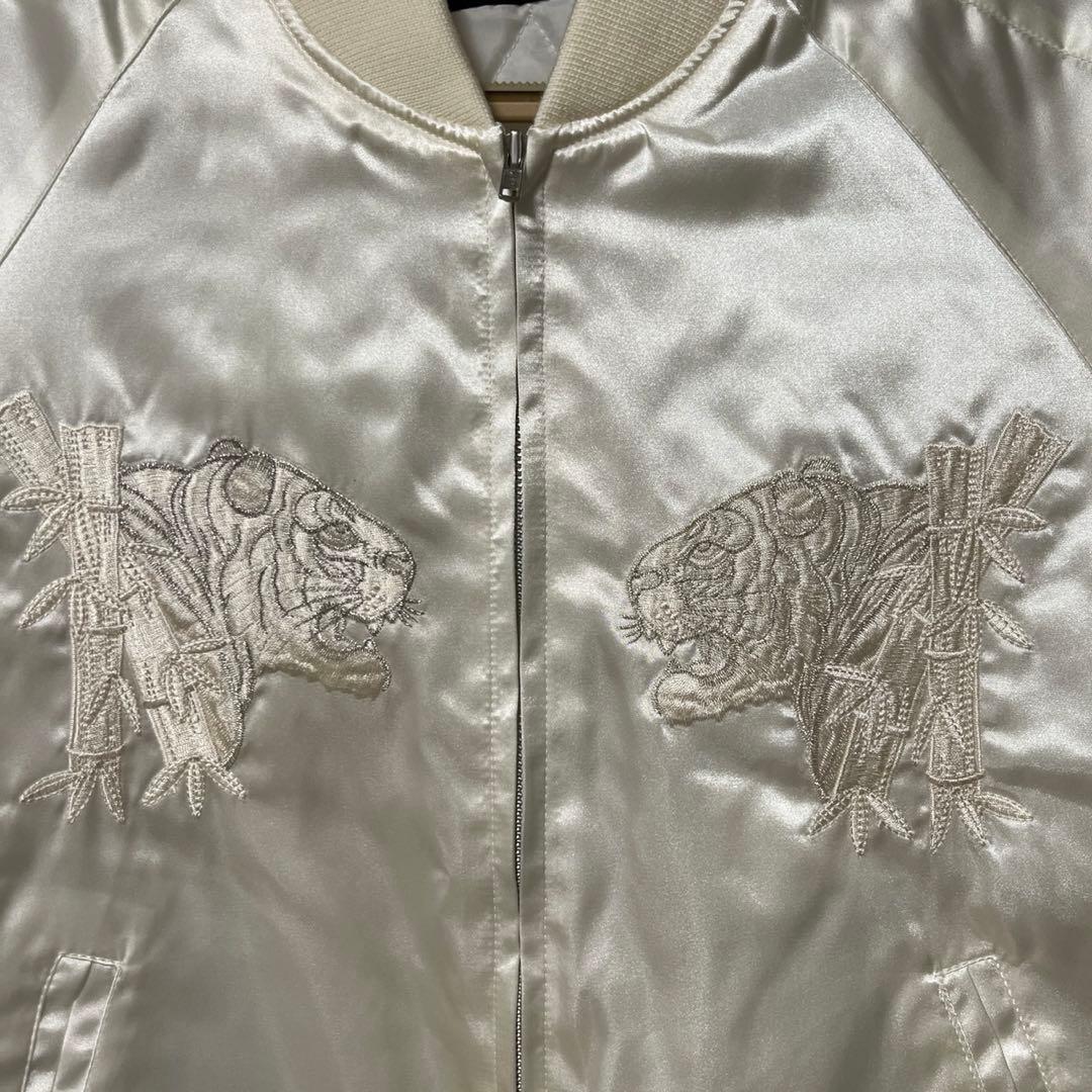 美品 HOSHIHIME 星姫 虎 白地に白糸刺繍 スカジャン 和柄 フリー