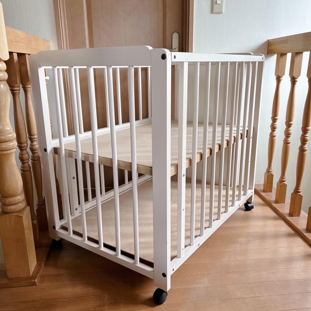 キンタロー ベビーベッド スヌーピー ホワイト 不具合無し おしゃれ 床下収納