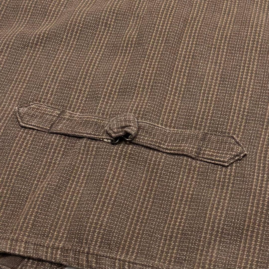 美品 SUGAR CANE ブラウン ストライプ チェック ワーク ベスト 38