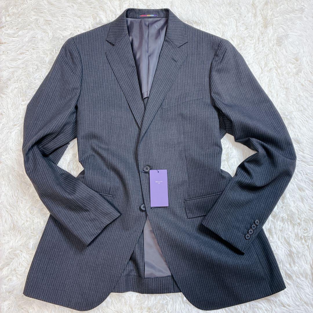 【新品】ORIHICA グレー ストライプ ビジネススーツ AB7 XL相当