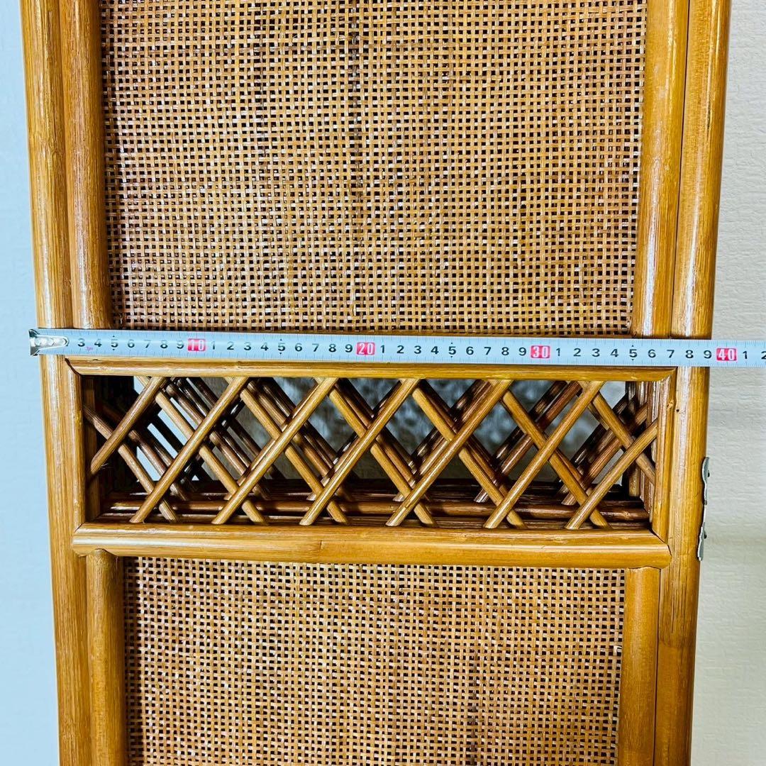 ラタン パーテーション 籐家具 昭和レトロ 4連 衝立 間仕切りアジアンテイスト