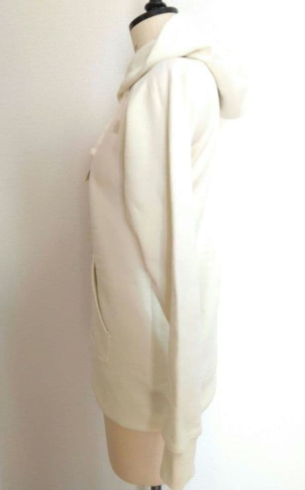 ビンテージホワイト色 ジップアップ フード付きパーカー