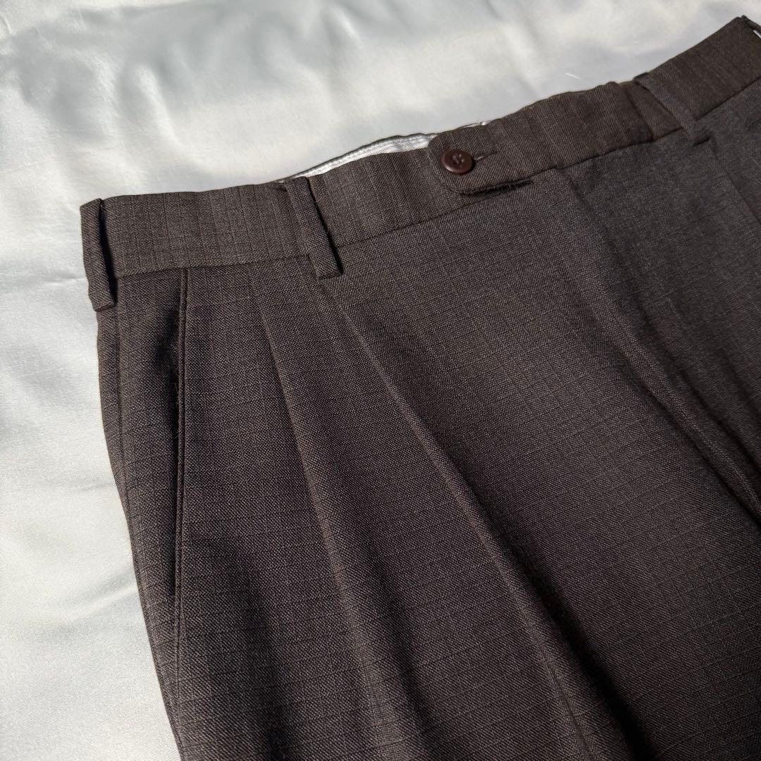 【希少】 80s NORDSTROM イタリア製 織柄 ウール ワイドスラックス