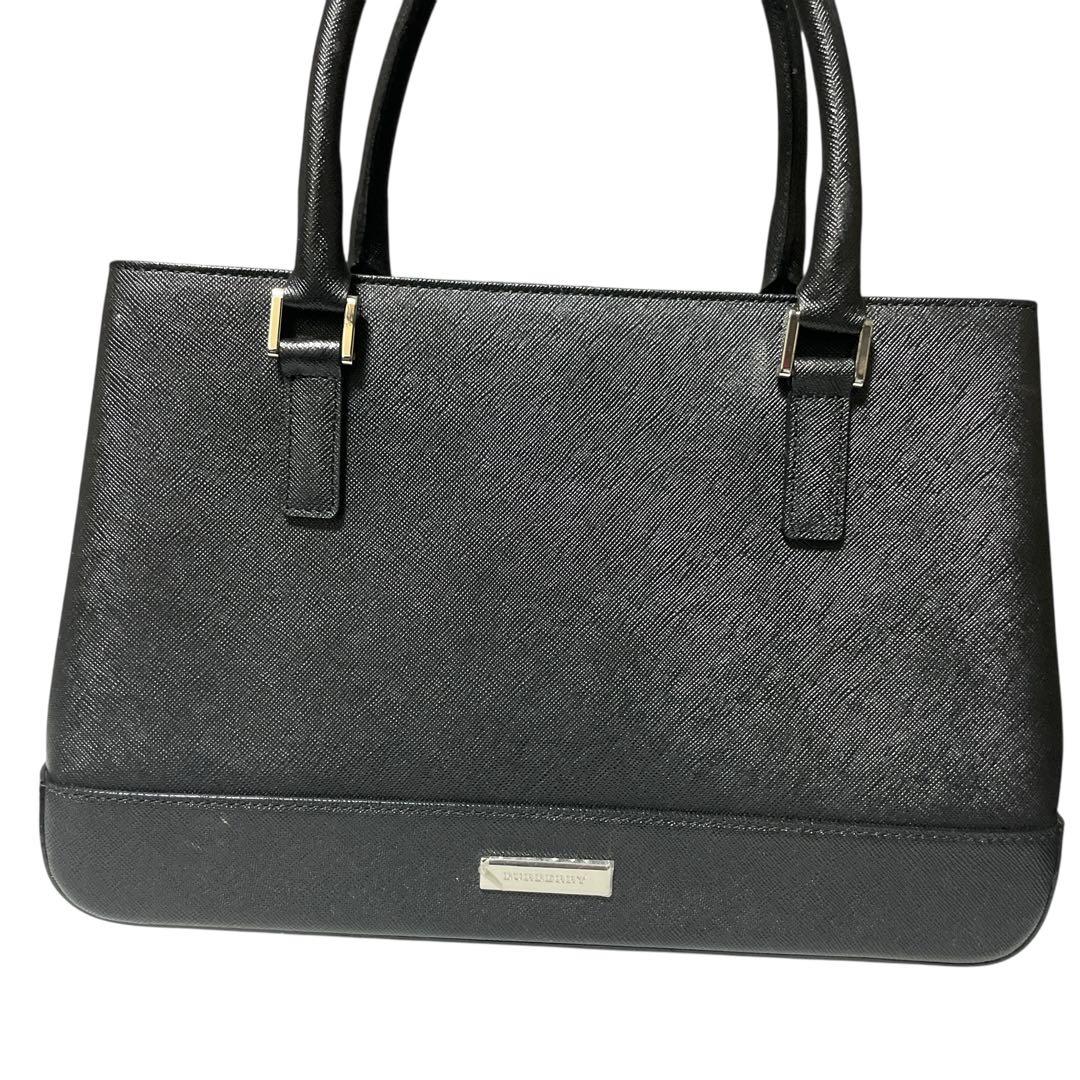 極美品 バーバリー サフィアーノ オールレザー ハンドバッグ 黒