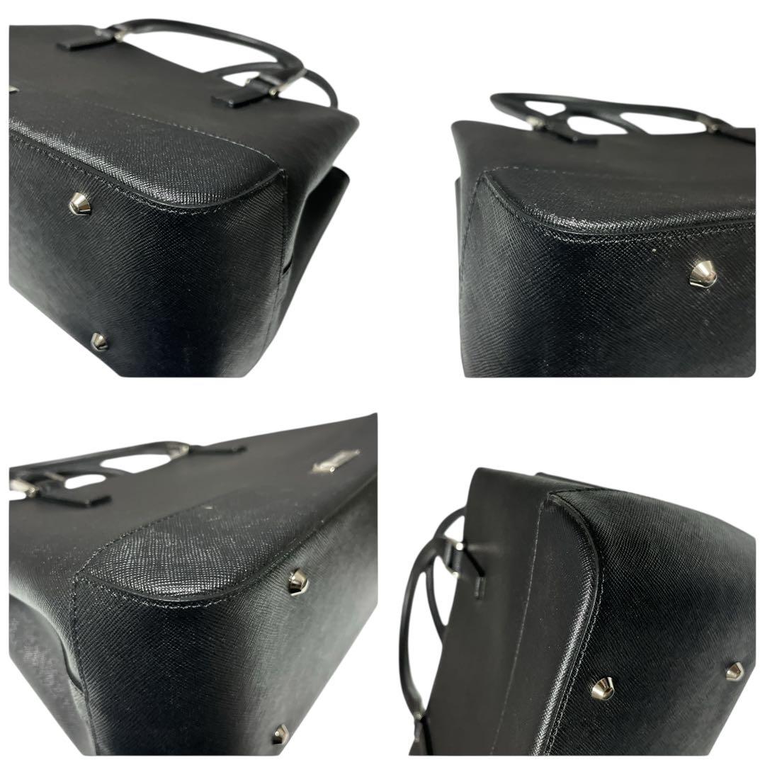 極美品 バーバリー サフィアーノ オールレザー ハンドバッグ 黒