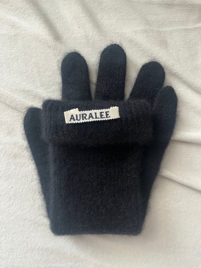 オーラリー 手袋　カシミヤ100　ブラック　ユニセックス　アームカバー