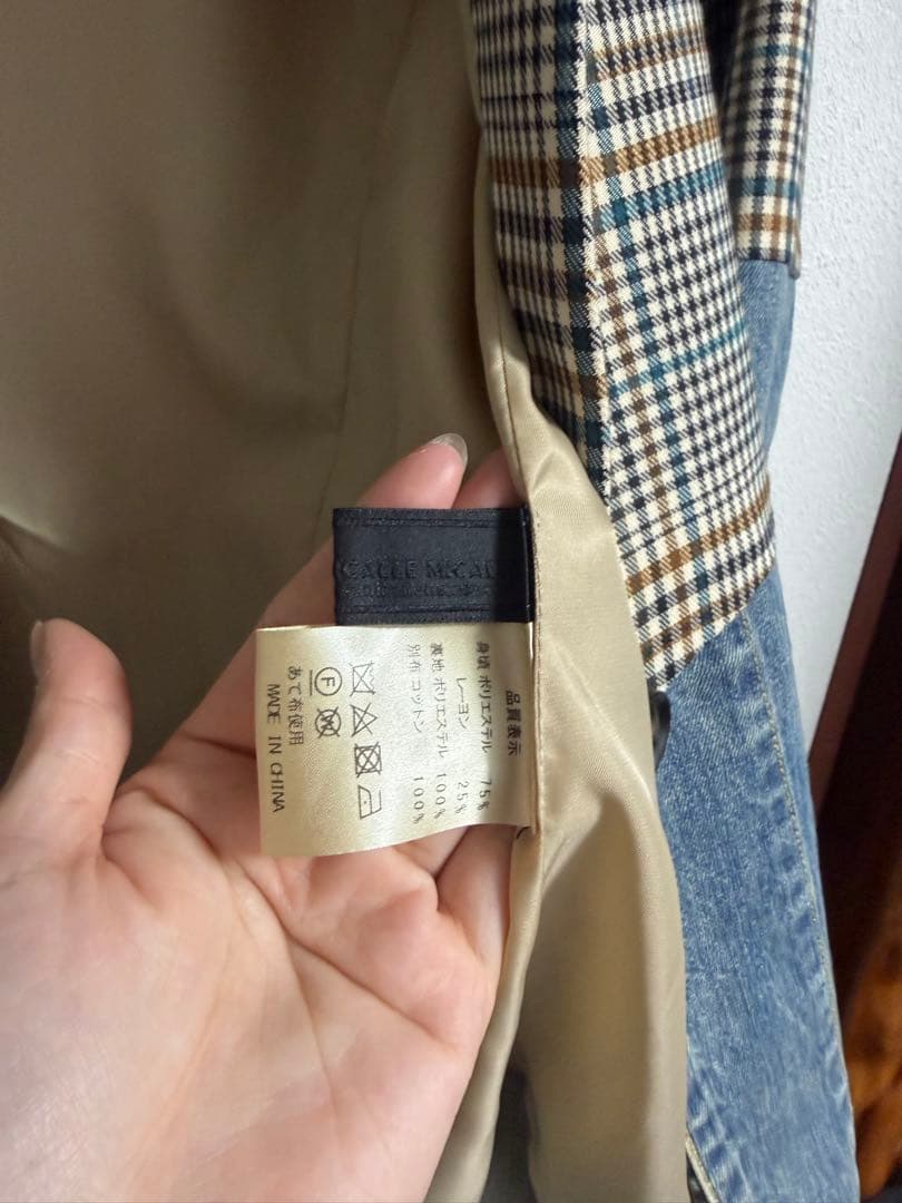 MICALLE MICALLE デニムxグレンチェック柄リメイク風ジャケット