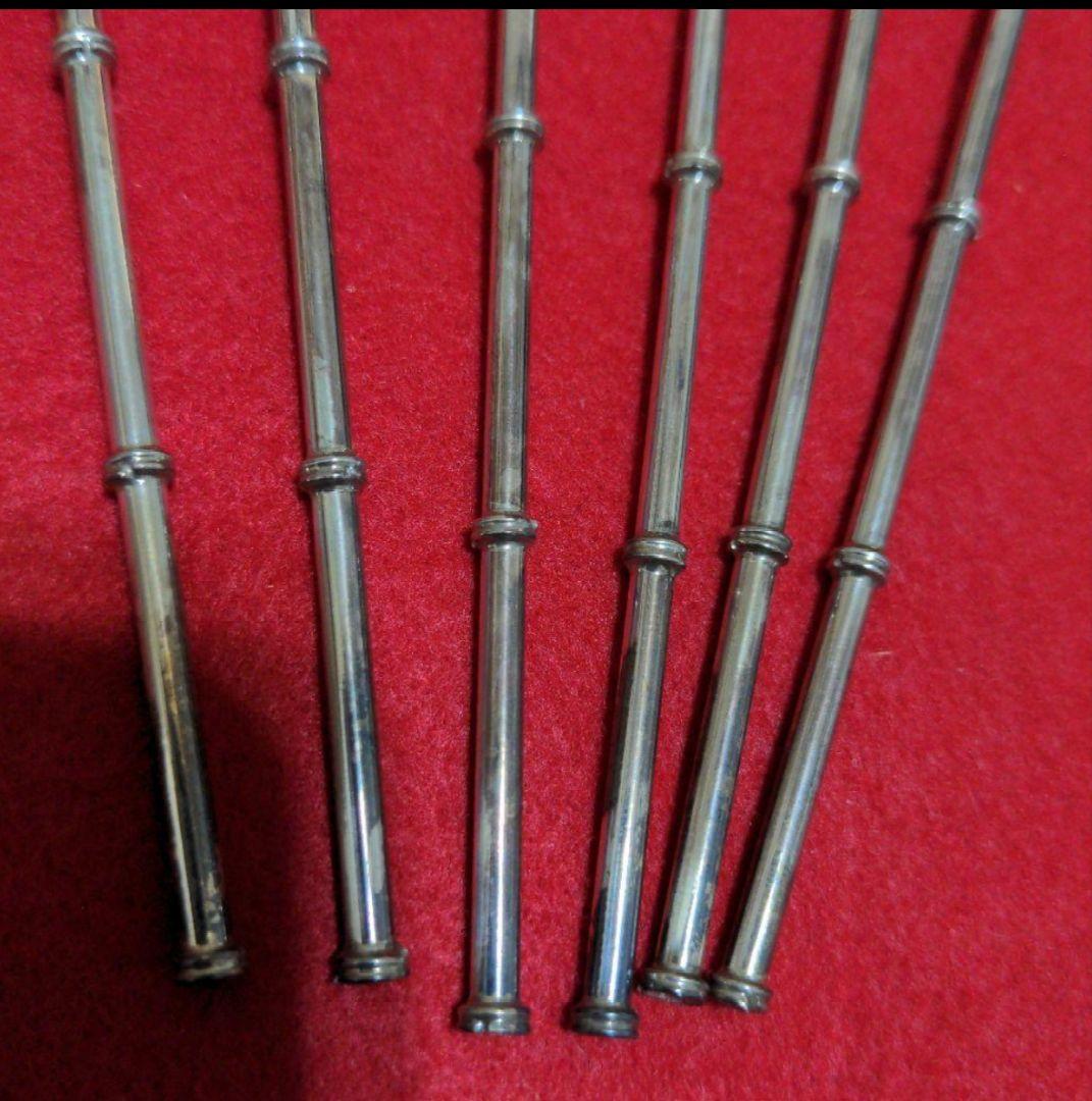 【SILVER】　ストロースプーン　６本　SILVER刻印有り　約54g