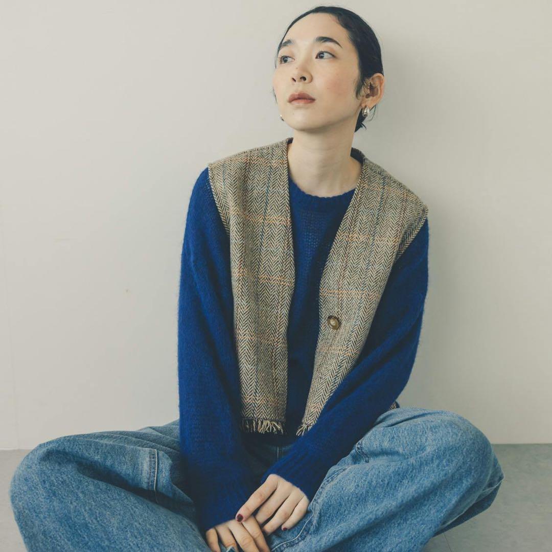 北欧暮らしの道具店 よしいちひろさんコラボ　ヘリンボーン柄ベスト