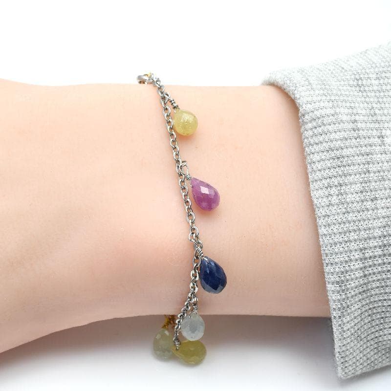 サファイア ドロップ マルチカラー ブレスレット 【M_10】 MAHALO