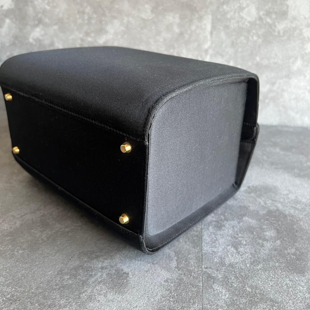 ✨極美品✨ MORABITO モラビト オルセー ハンドバッグ サテン　 黒