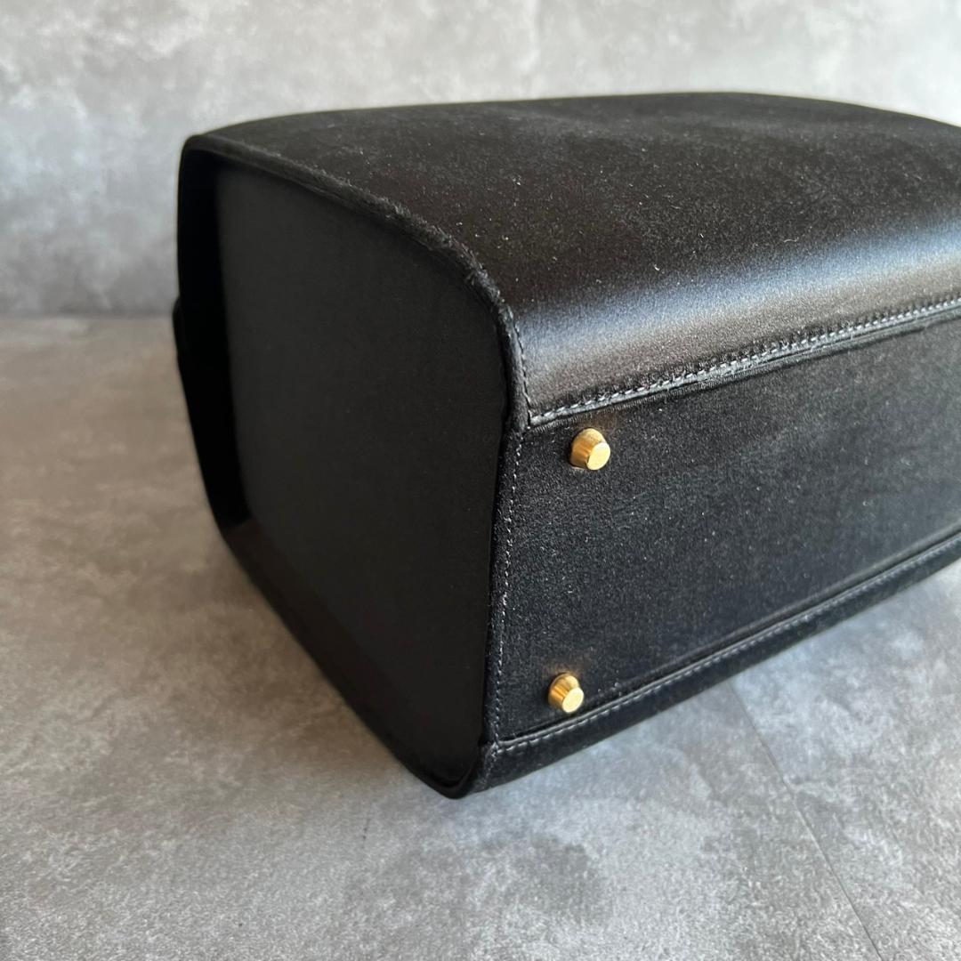 ✨極美品✨ MORABITO モラビト オルセー ハンドバッグ サテン　 黒