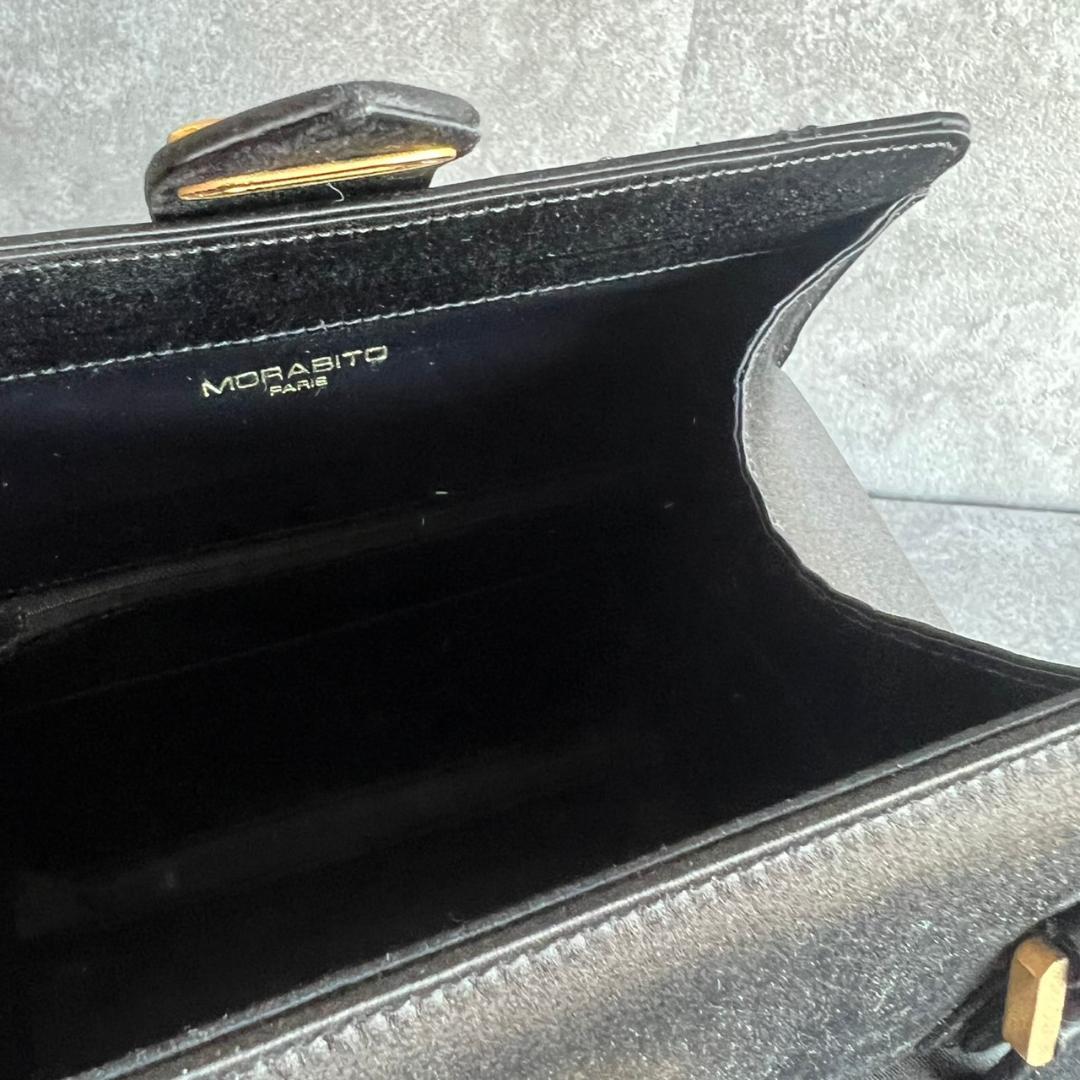 ✨極美品✨ MORABITO モラビト オルセー ハンドバッグ サテン　 黒