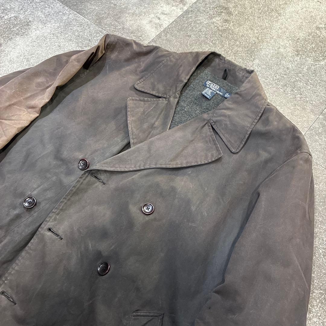 古着 POLO RALPH LAUREN フェード オイルドジャケット Pコート