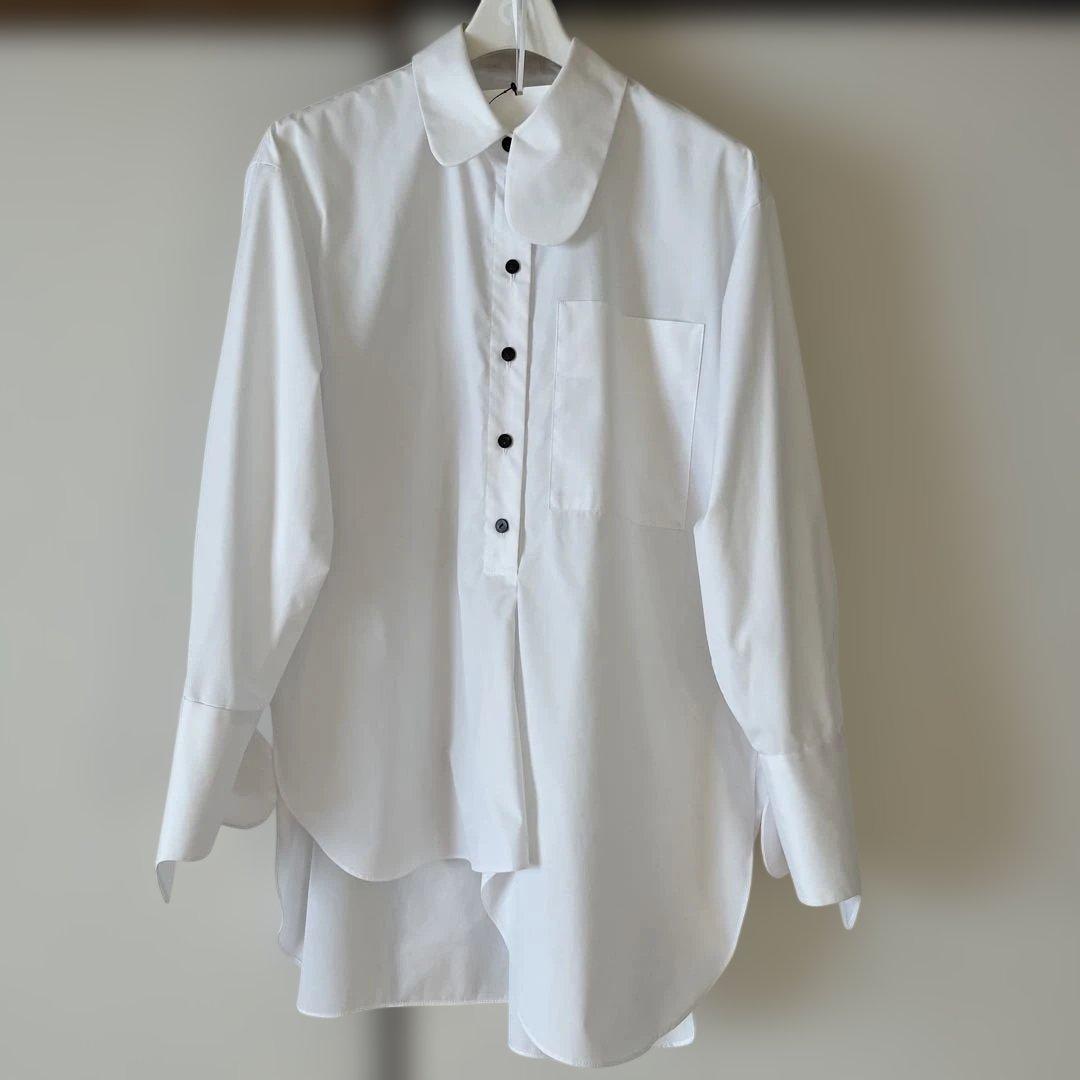 ENFOLDエンフォルドASYMMETRY-ROUND SHIRT ホワイト