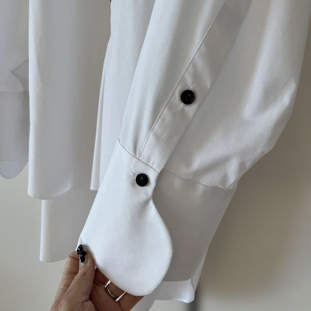 ENFOLDエンフォルドASYMMETRY-ROUND SHIRT ホワイト