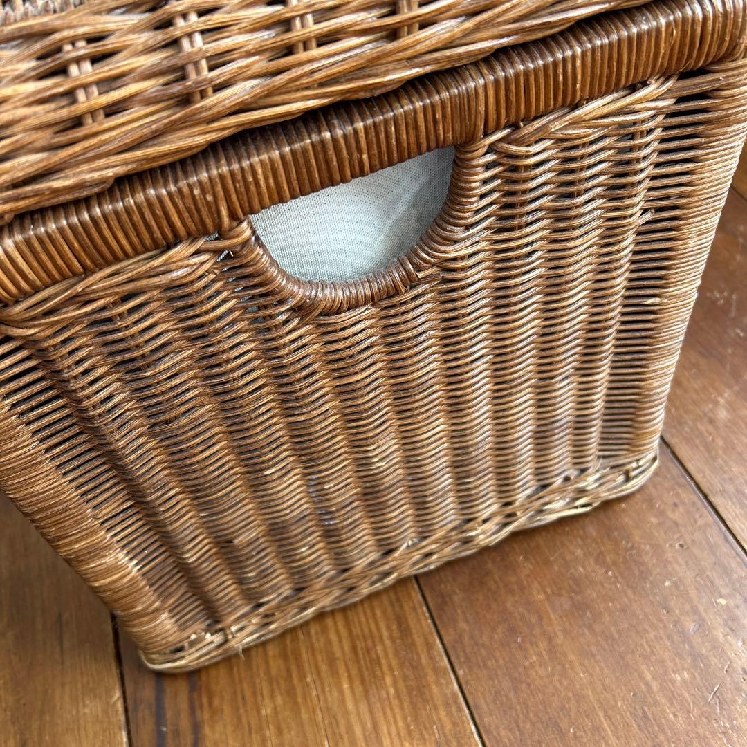 vintage ラタン　大型収納 籐　トランク　蓋付き収納　子供部屋　おもちゃ箱