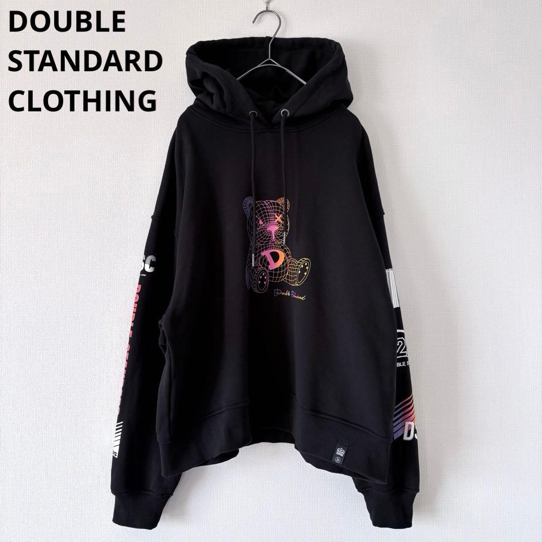 24AW ダブルスタンダードクロージング グラフィック裏毛パーカー ベアー 黒