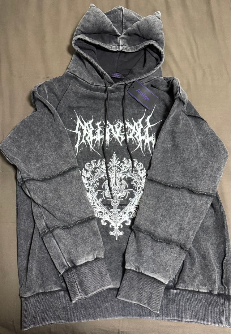 【未使用・タグ付き】Amilige 猫耳クロスパーカー　ブラック