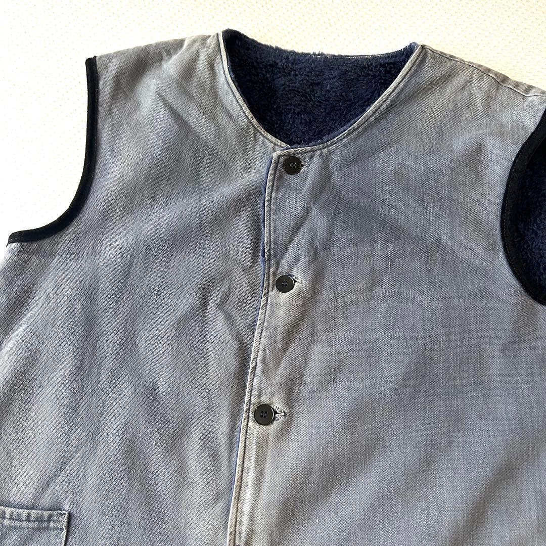 鬼フェード　ユーロ　ビンテージ　ワーク　デニム　ボア　ベスト　サンフェード　56