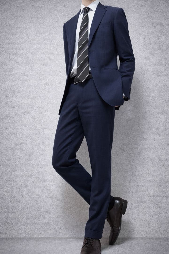 【新品】ORIHICA スーツ 上下セット メンズ ネイビー チェック柄　超お得