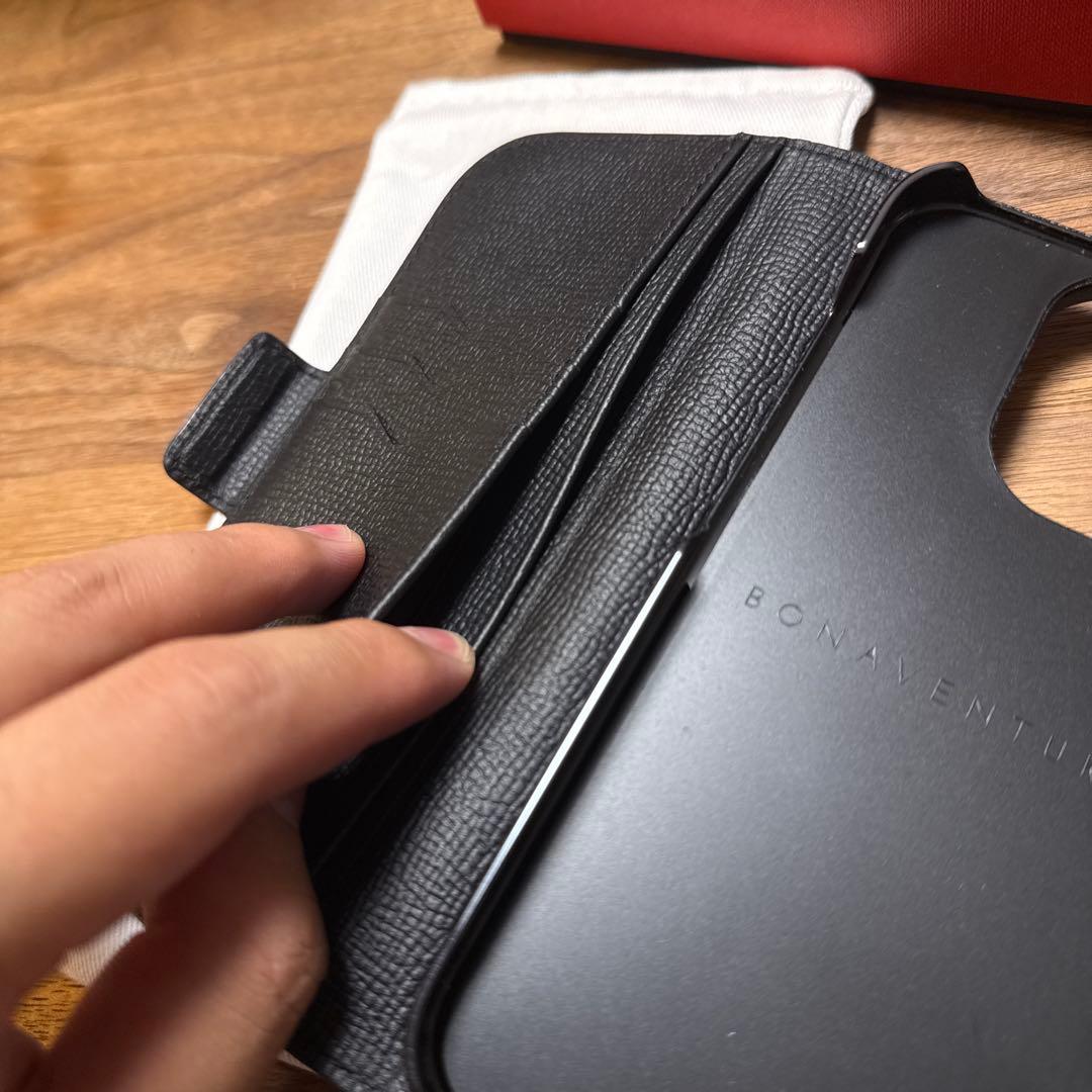 ボナベンチュラiPhone16Proケース　手帳型　ブラック