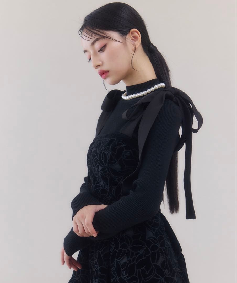 ベロアカットワークワンピース