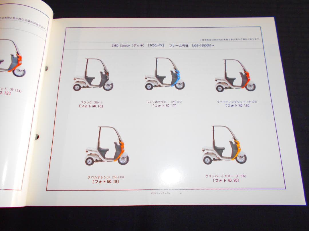 ホンダ ジャイロキャノピー〔BB-TA02〕TC50 純正サービスマニュアル