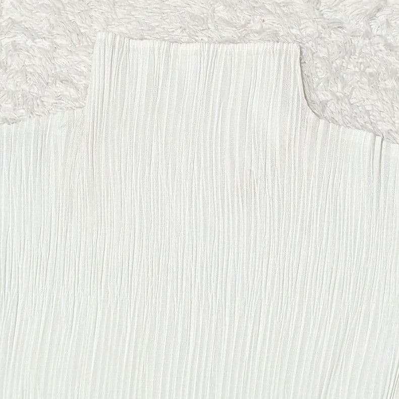 プリーツプリーズ 長袖 カットソー ハイネック 日本製 洗える LL ホワイト