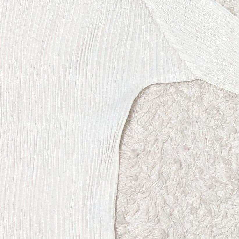 プリーツプリーズ 長袖 カットソー ハイネック 日本製 洗える LL ホワイト