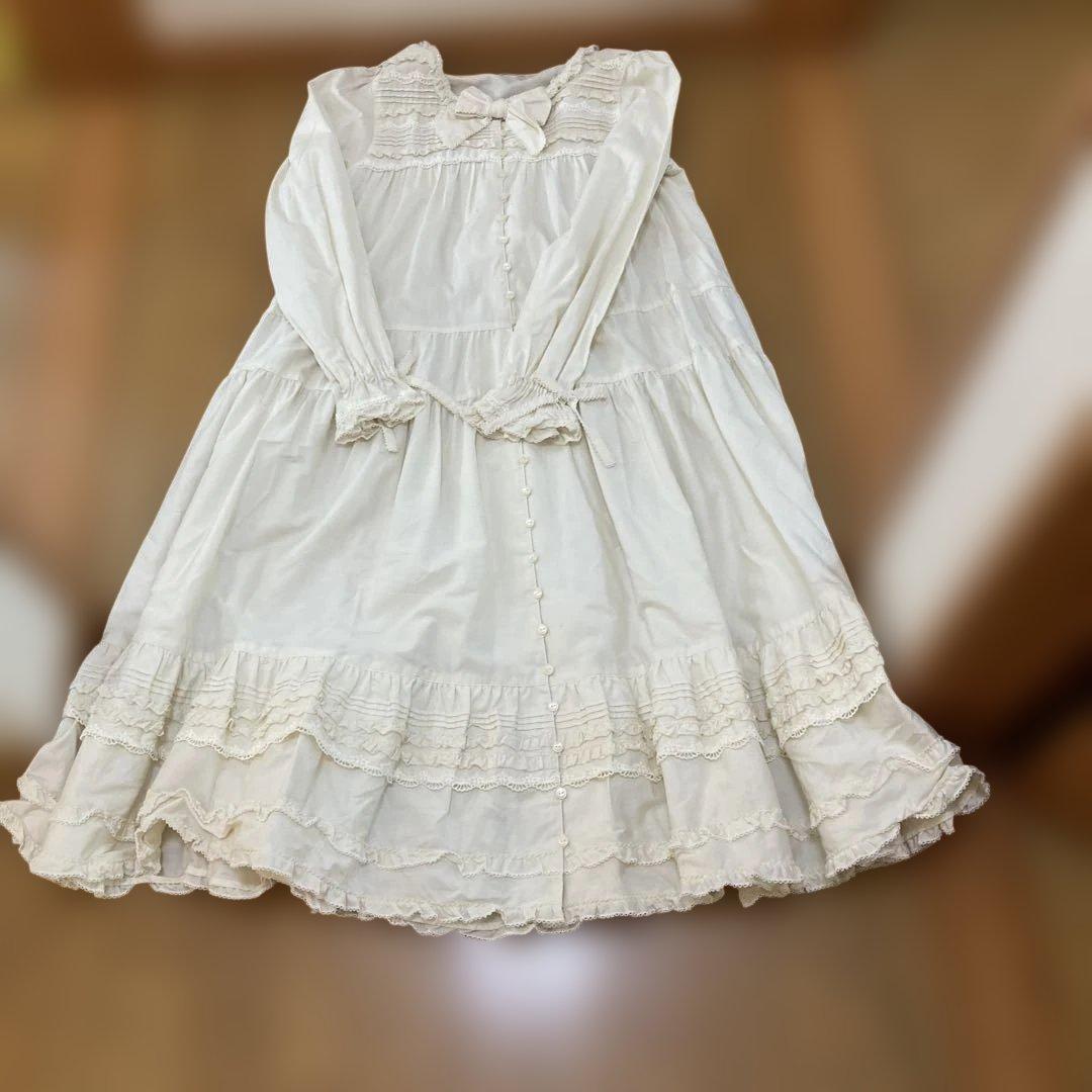 クララPINKHOUSEフリルリボン付きホワイトロングワンピース