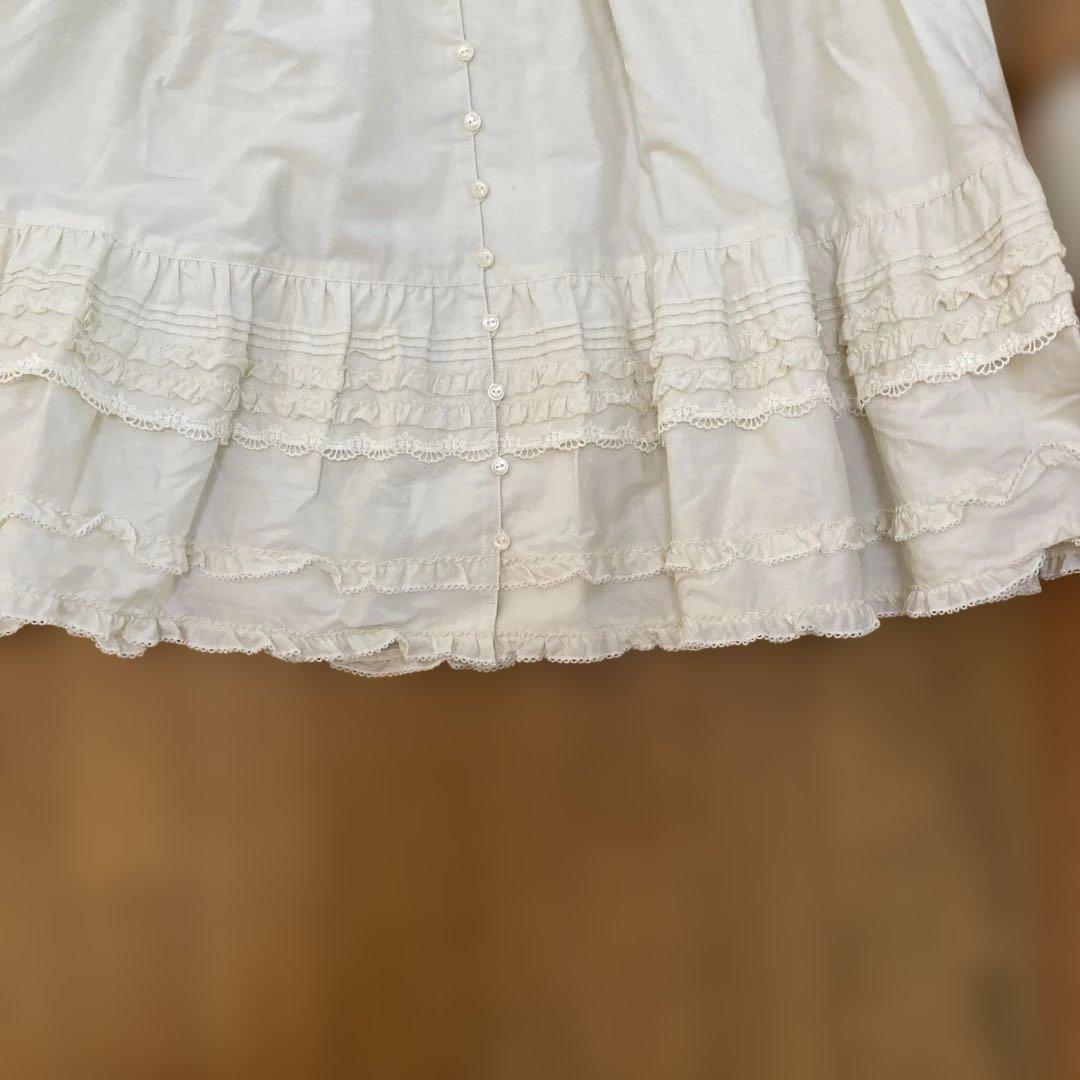 クララPINKHOUSEフリルリボン付きホワイトロングワンピース