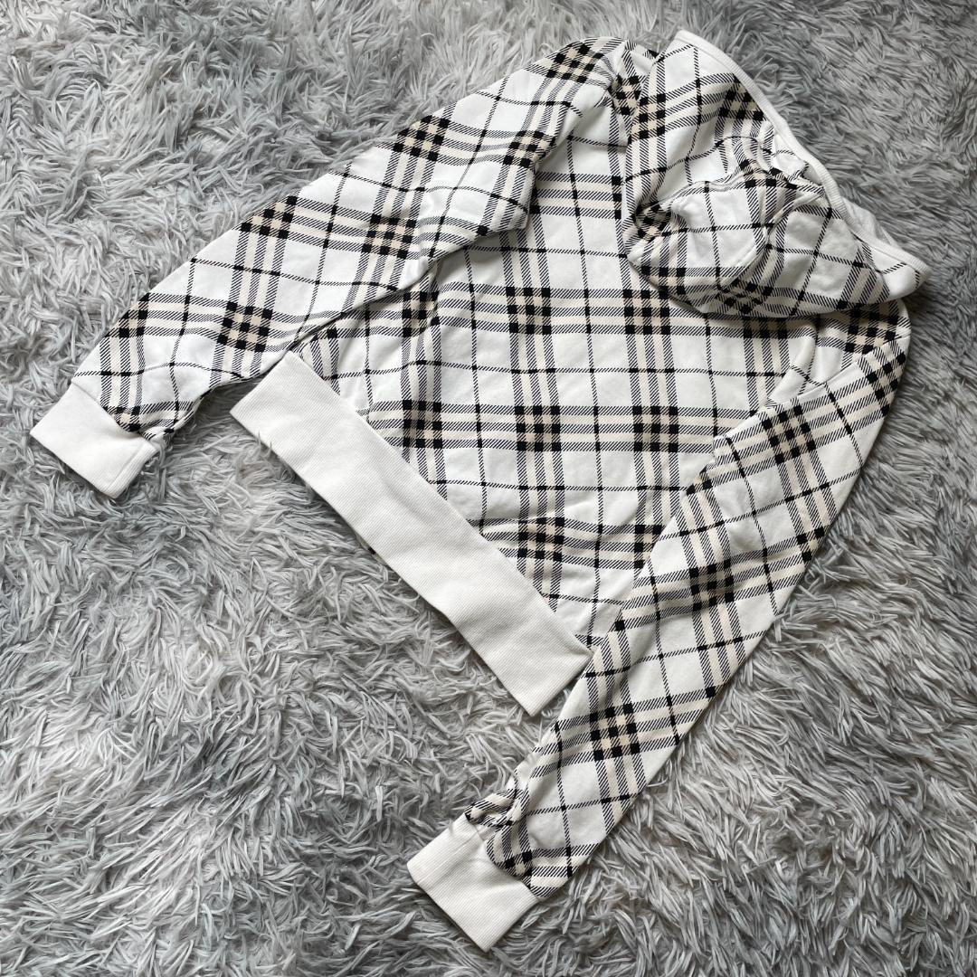 バーバリーブルーレーベル ノバチェック ジップパーカー 日本製 白