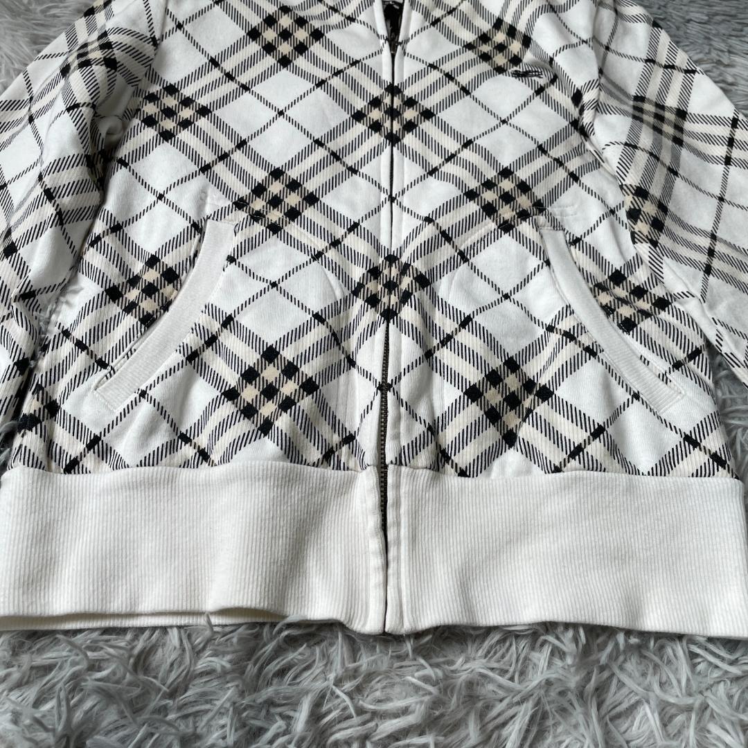 バーバリーブルーレーベル ノバチェック ジップパーカー 日本製 白