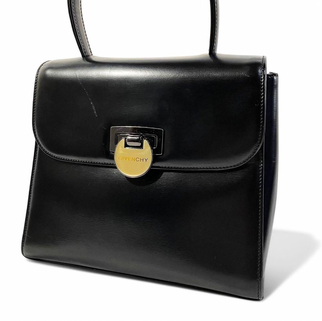 正規品 ジバンシー ハンドバッグ ゴールド金具 フォーマル 鞄 黒 ブラック 革