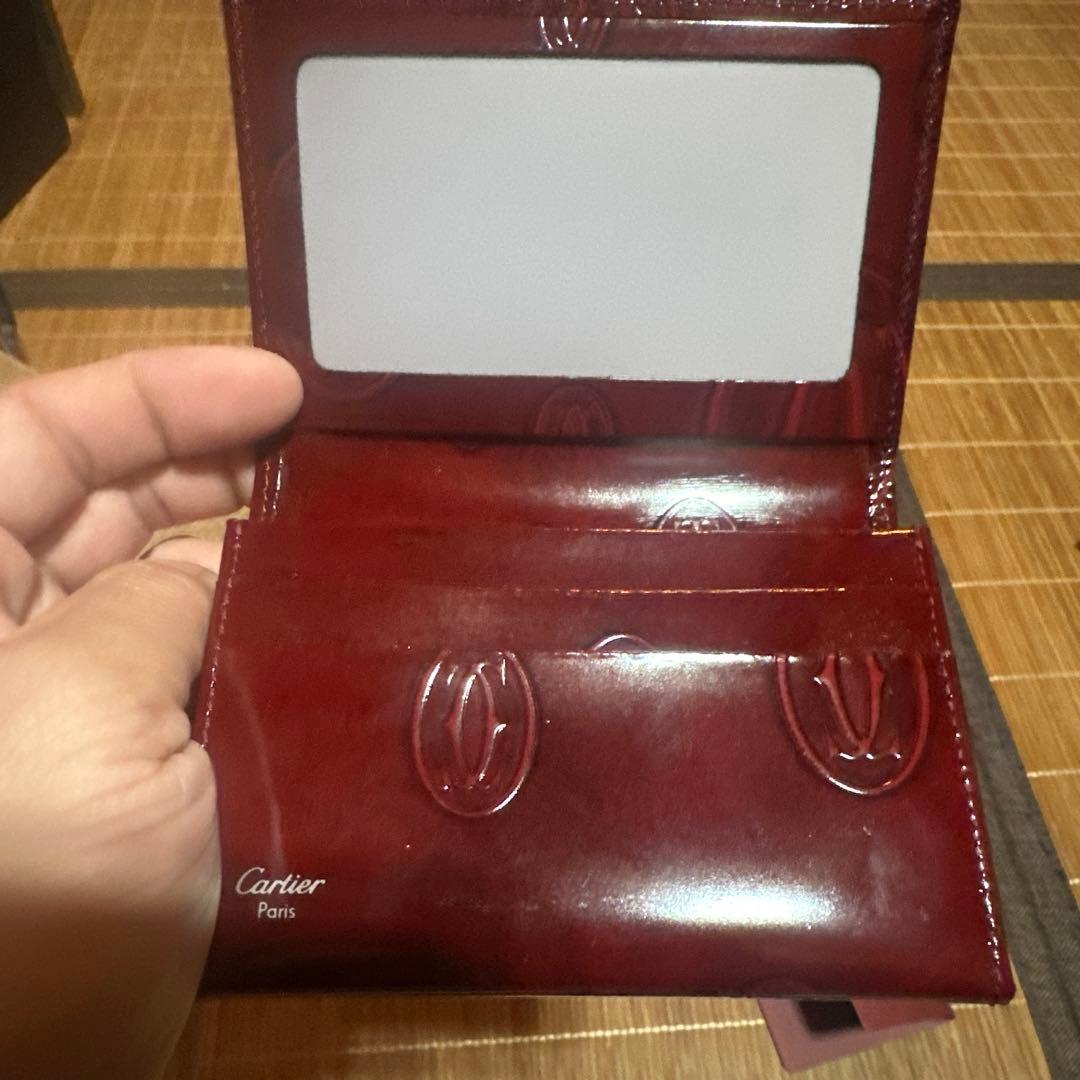 Cartier バーガンディ 名刺入れ