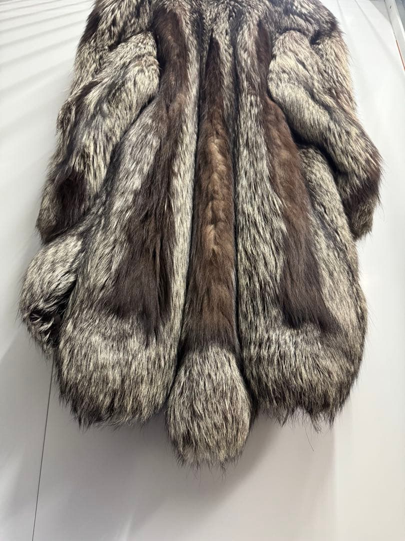超高級 リアルファー シルバーフォックス ロングコート ファーコート 毛皮