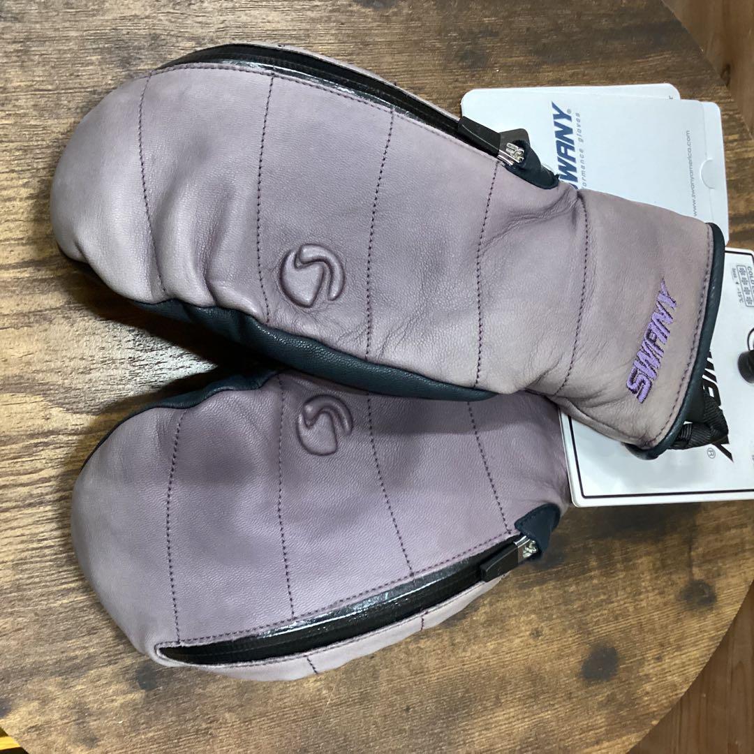 【日焼けあり】　グローブ　レザー　SWANY　レディース　スノーボード　S