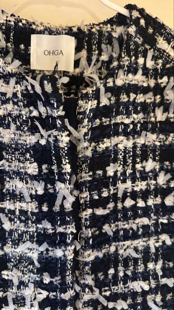 OHGA ツイードベスト　ネイビー　ジレTWEED VEST