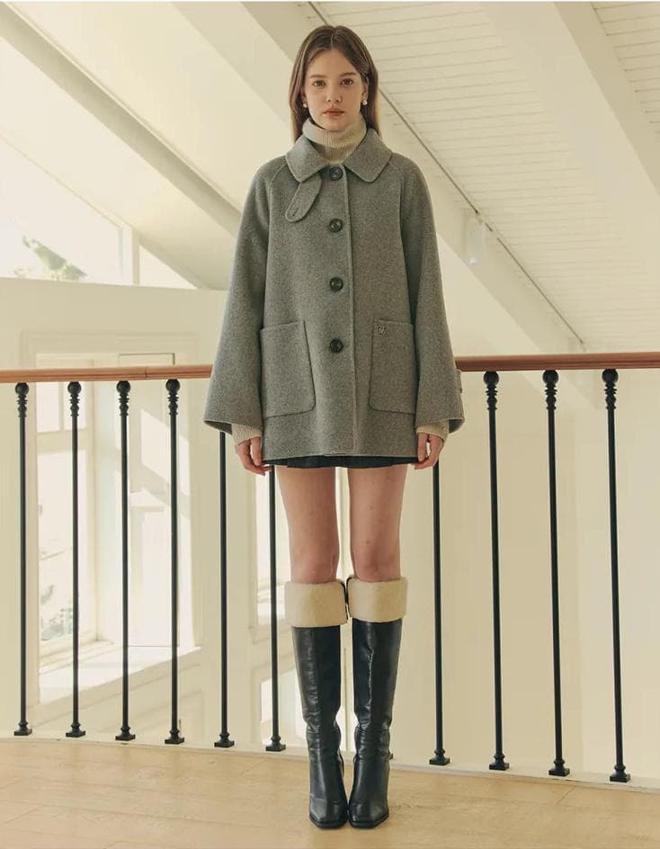 Aライン ウールコート 新品 グレー