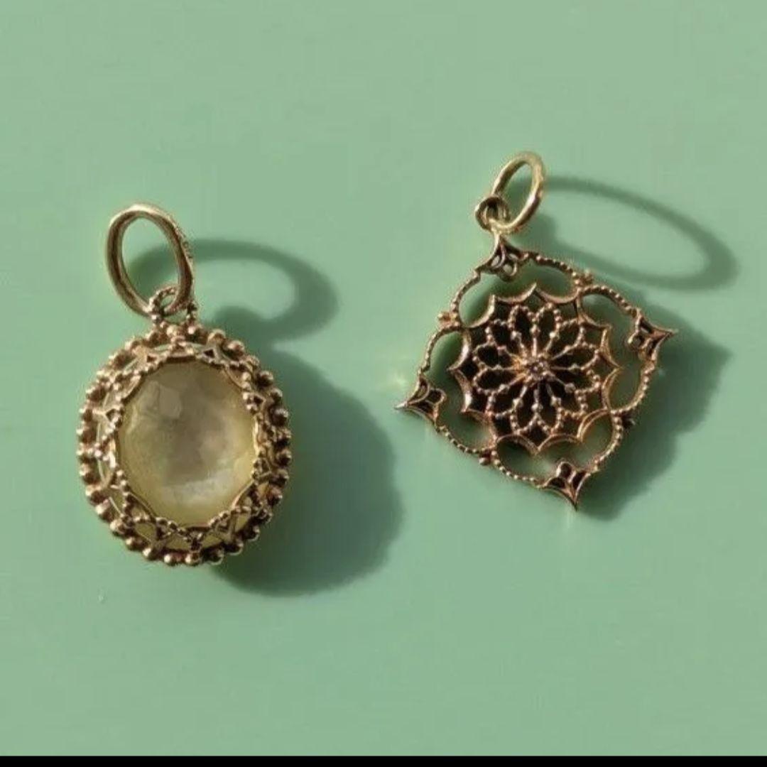 agete アガット K10 レモンクォーツ / シェル チャーム