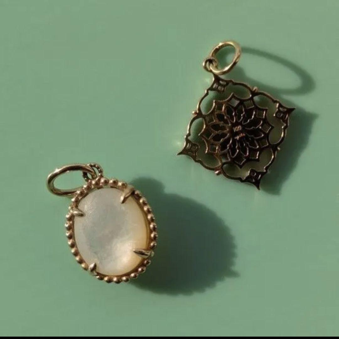 agete アガット K10 レモンクォーツ / シェル チャーム